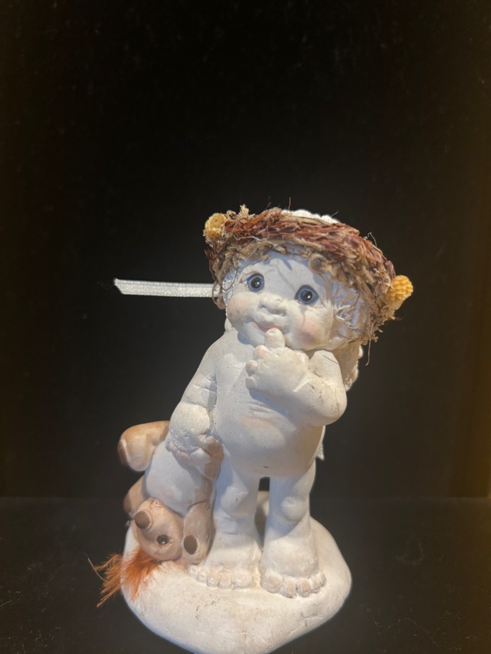 DreamSicles Nite-Nite Cherub Hand-painted Chalk-ware Statue  Signed 1995